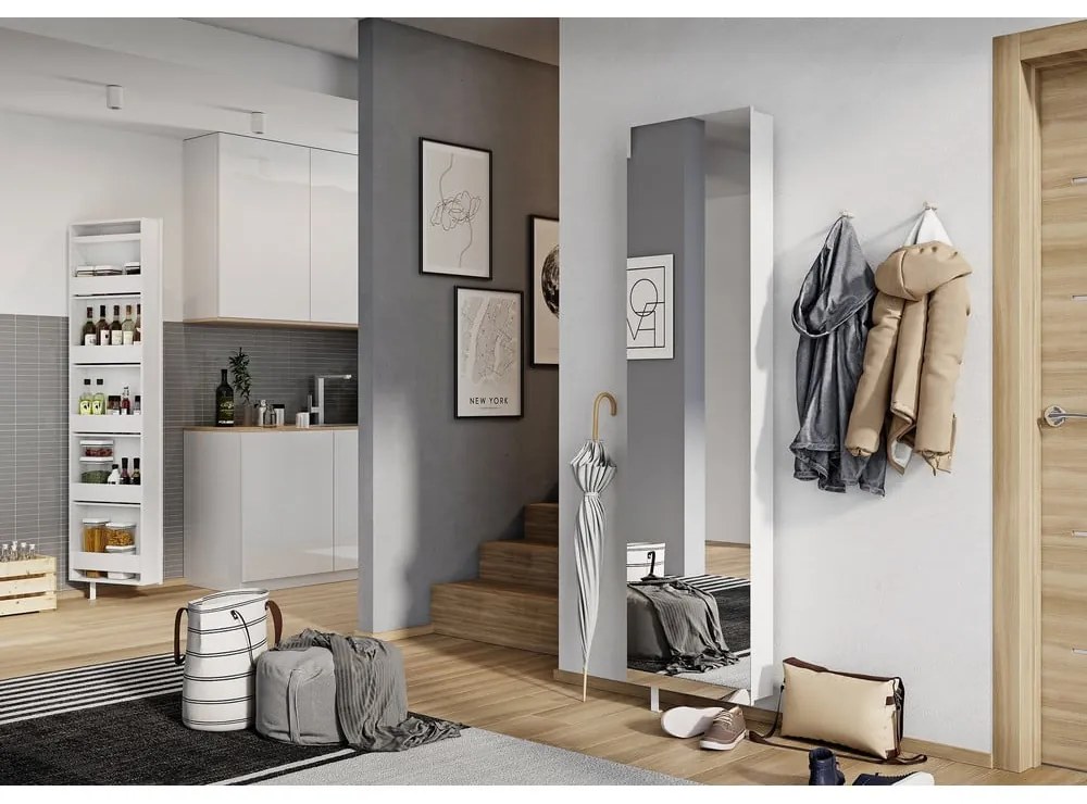 Fehér előszoba szekrény 50x195x18 cm Rotary – Germania