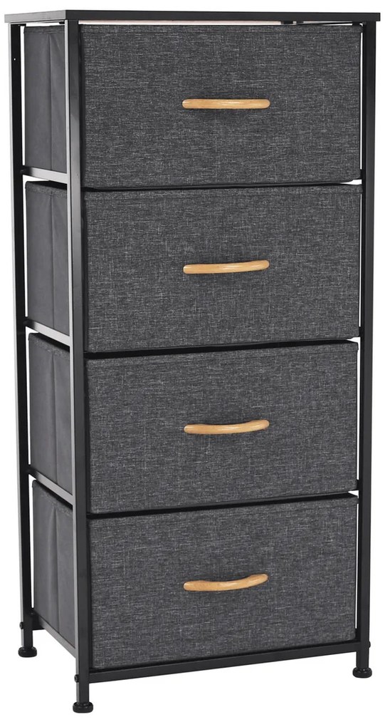 PALMERA szekrény szövet fiókokkal, fekete