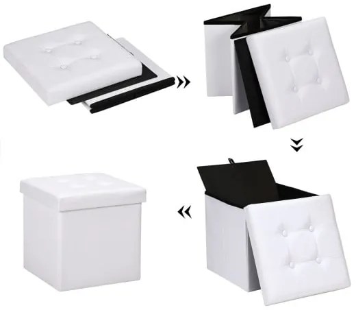 Casaria® Tárolós puff 38x38x38 cm - fehér
