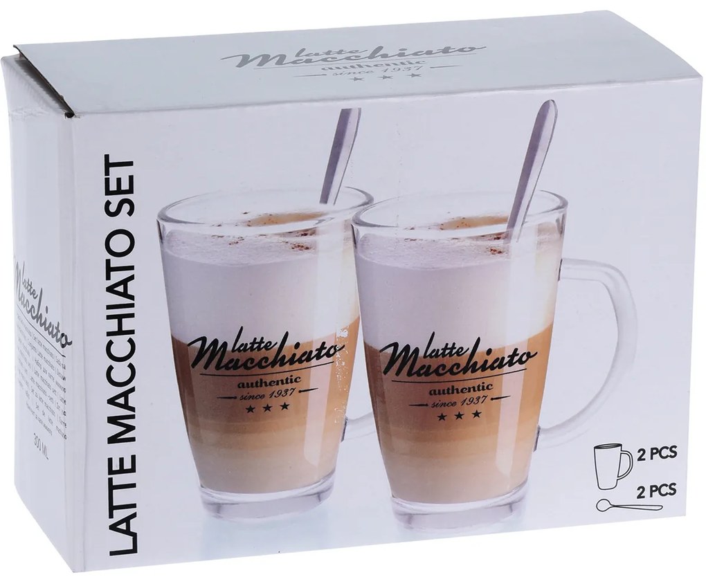 Latte Macchiato füles üvegpohár készlet, 300 ml, 2 db-os