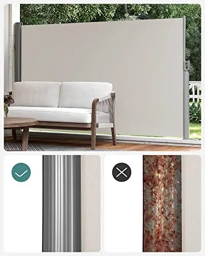 Oldalsó napellenző, kihúzható, 200 × 400 cm, bézs