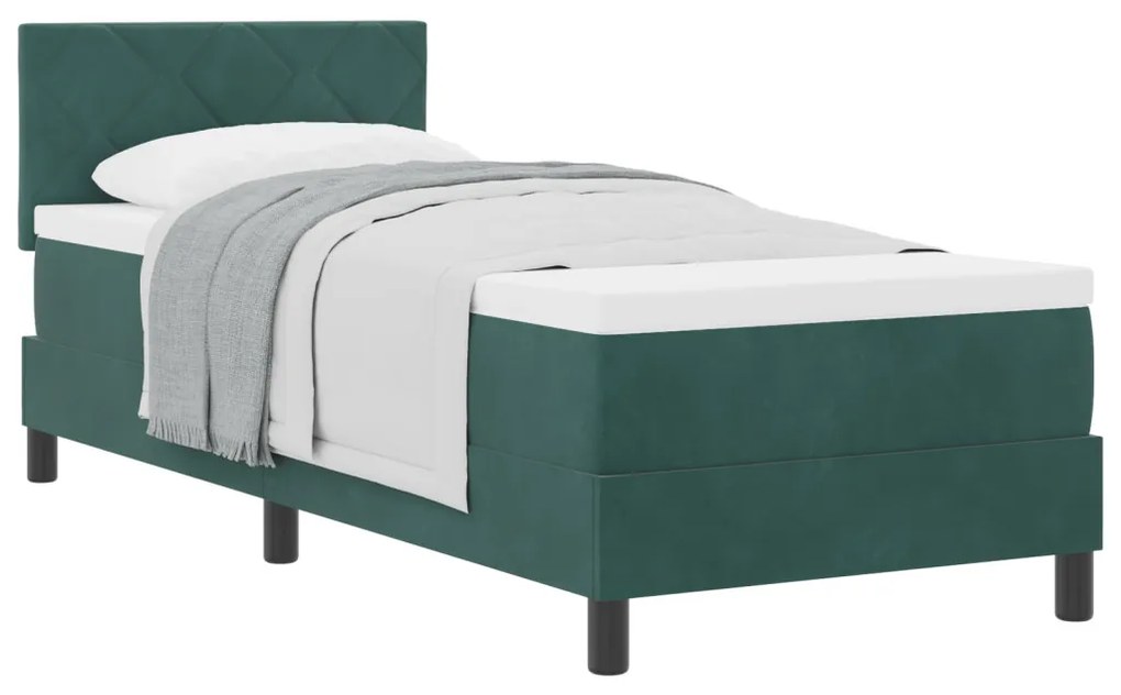 Boxspringágy Matraccal Sötét Zöld 80x200 cm Bársonyos
