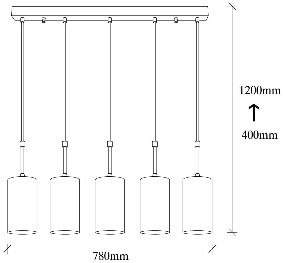 Kem aranyszínű függőlámpa 5 izzóval - Opviq lights