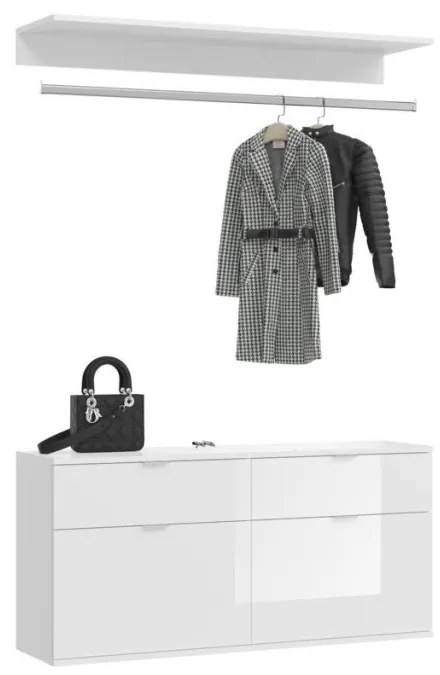 Project X széles 2 ajtós komód fali polccal és akasztóval