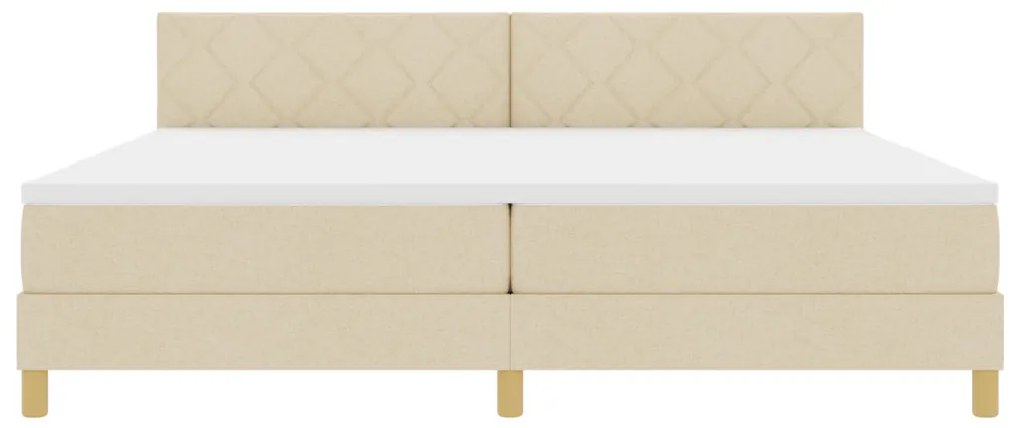 Box Spring Ágy Matraccal és LED Krém 200x200 cm Szövet