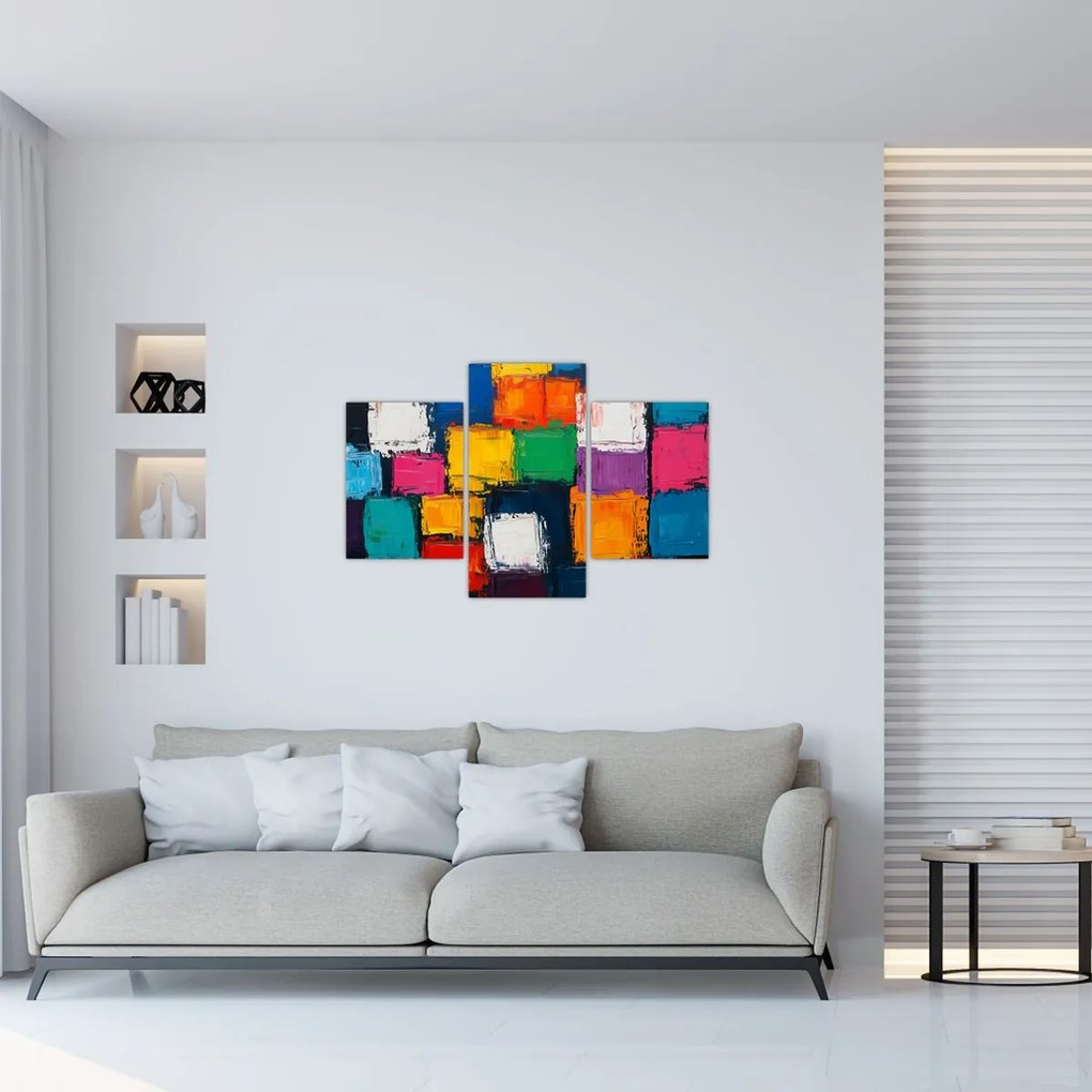 Kép - Színes négyzetek festménye (90x60 cm)