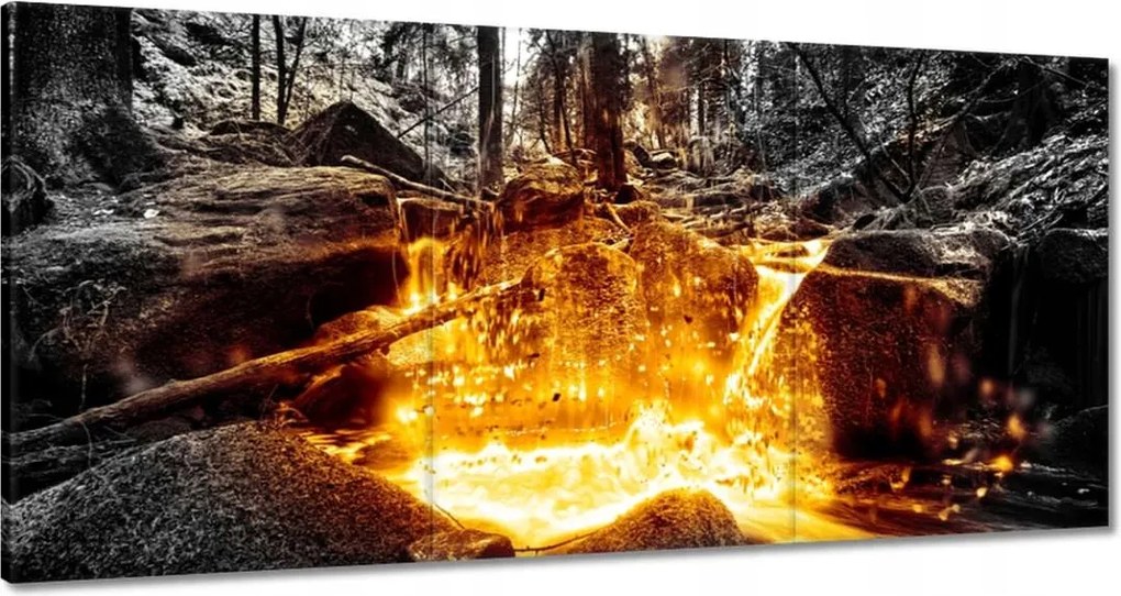 Festmények 180x90 Hegyi patak az erdőben Tájkép