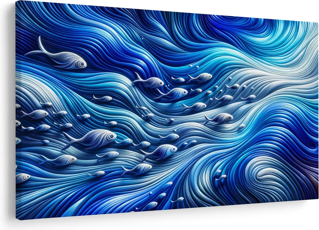 Kép – Halak a hullámokban (90x60 cm)