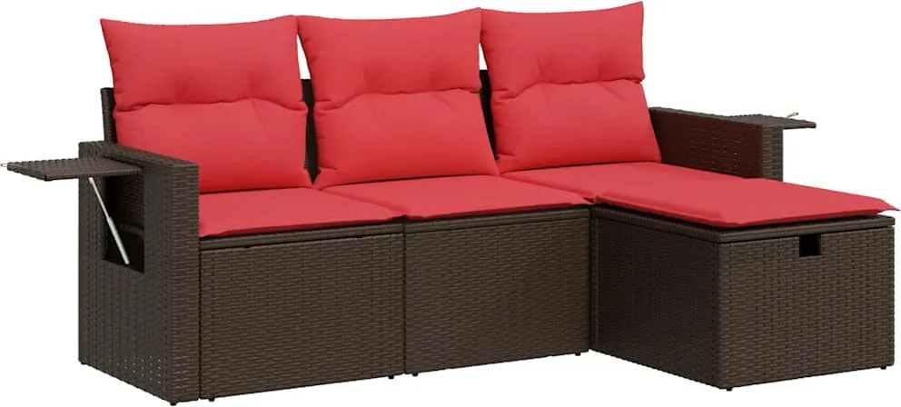 vidaXL 4 részes barna polyrattan kerti ülőgarnitúra párnákkal