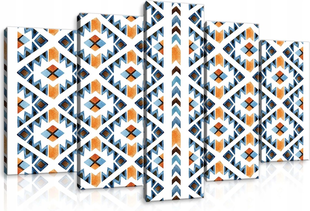 Vászonkép 100x60 Geometriai Mozaik Etnikai Azték Kék Narancssárga