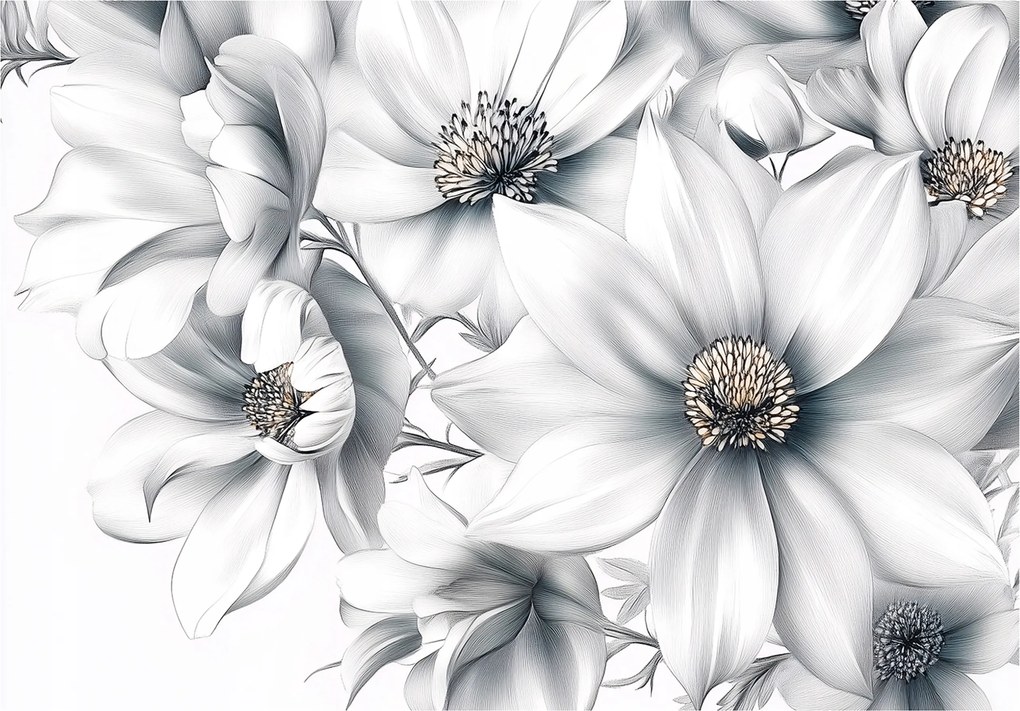 Fotótapéta Virágok Fehér 3D Hálószoba Nappali Tapéta Flizelina 150x105