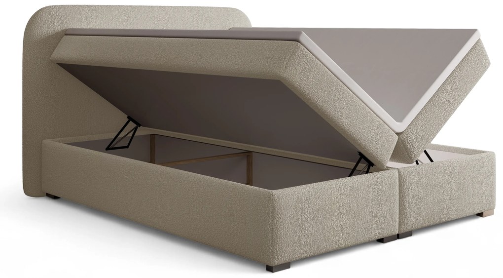 Eleris kontinentális ágy 160x200 tárolóval - bézs bouclé Quelle 05