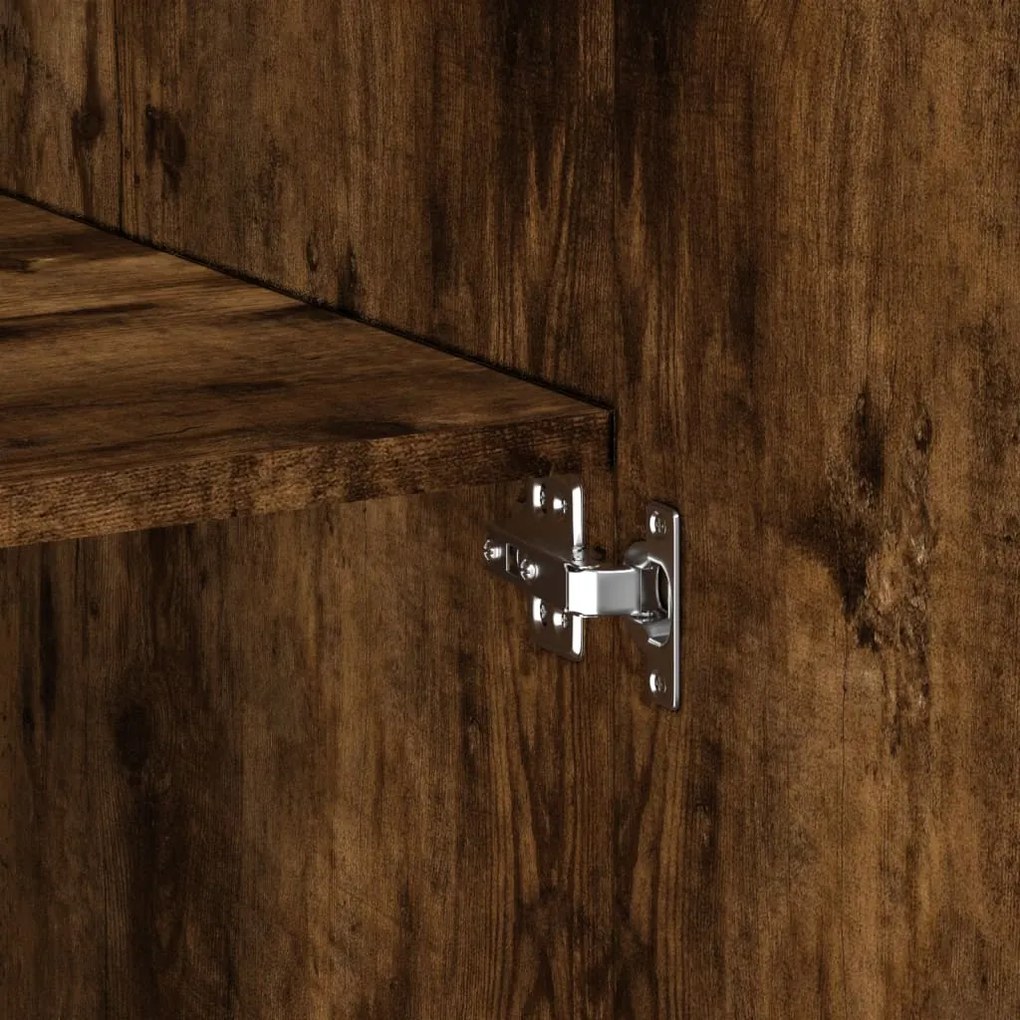 füstös tölgy színű szerelt fa magasszekrény 70 x 42,5 x 185 cm