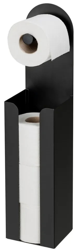 Fekete öntapadós acél WC-papír tartó Agira – Wenko