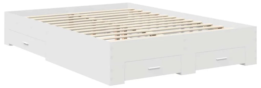 vidaXL Ágykeret fiókkal fejtámlával Fehér 140 x 190 cm Faanyag
