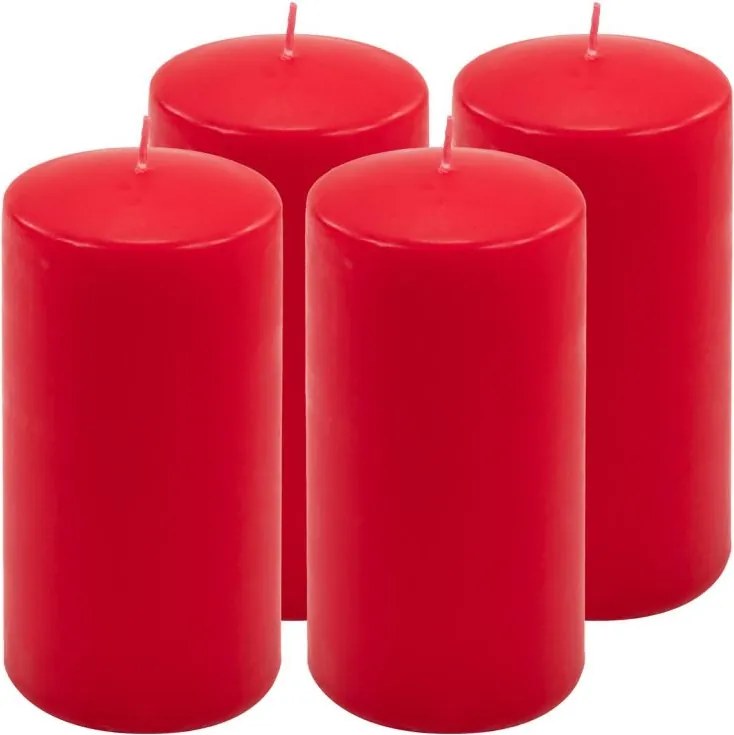 Gyertya készlet 15 cm Ø 7,5 cm 4 db piros