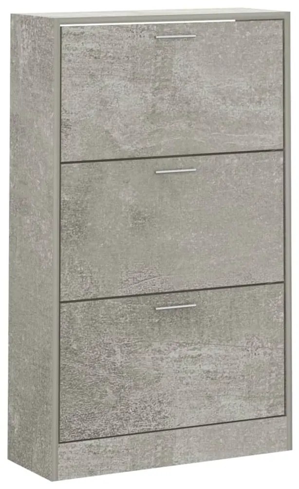 betonszürke szerelt fa cipőszekrény 63x24x103 cm