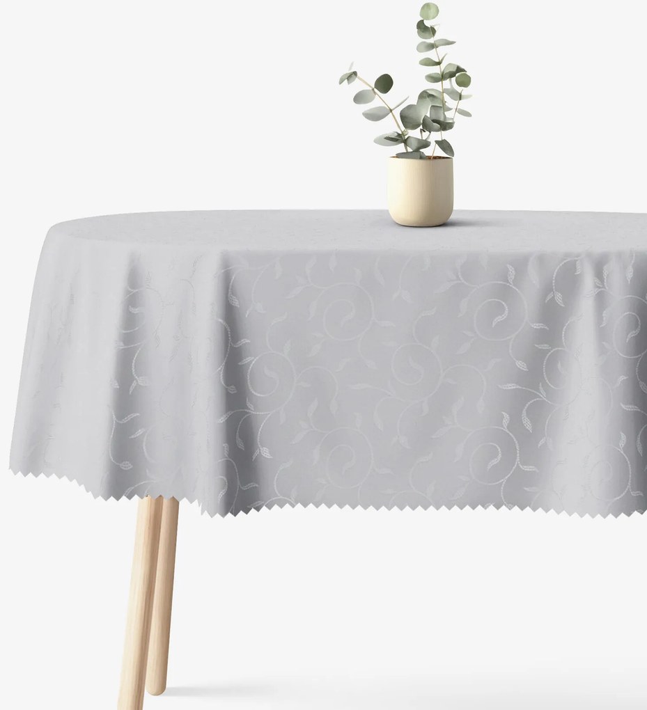 Goldea ünnepi ovális teflonos terítő - szürke nagy ornamentekkel ékesített 120 x 200 cm