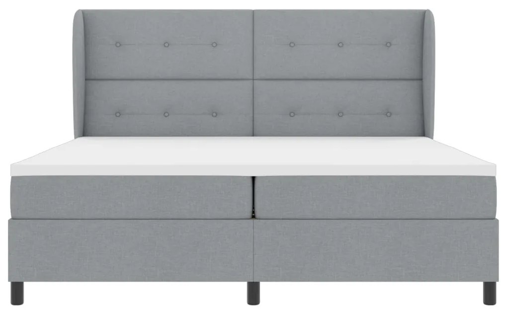 Boxspringágy Mattal - Világosszürke, 200x200 cm, Szövet