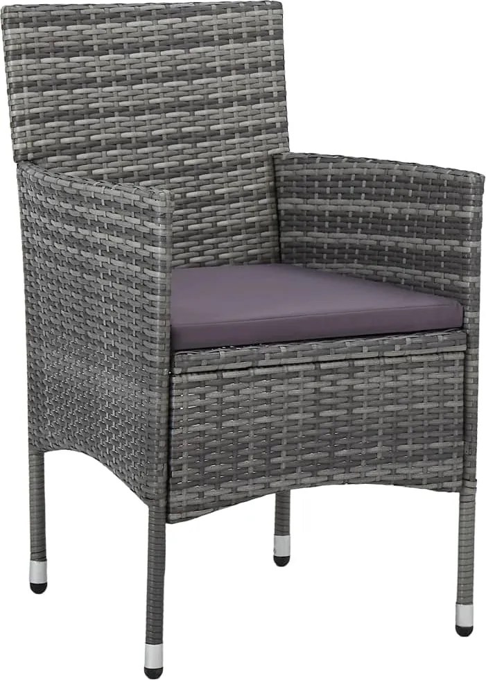 vidaXL 2 db szürke kerti polyrattan étkezőszék