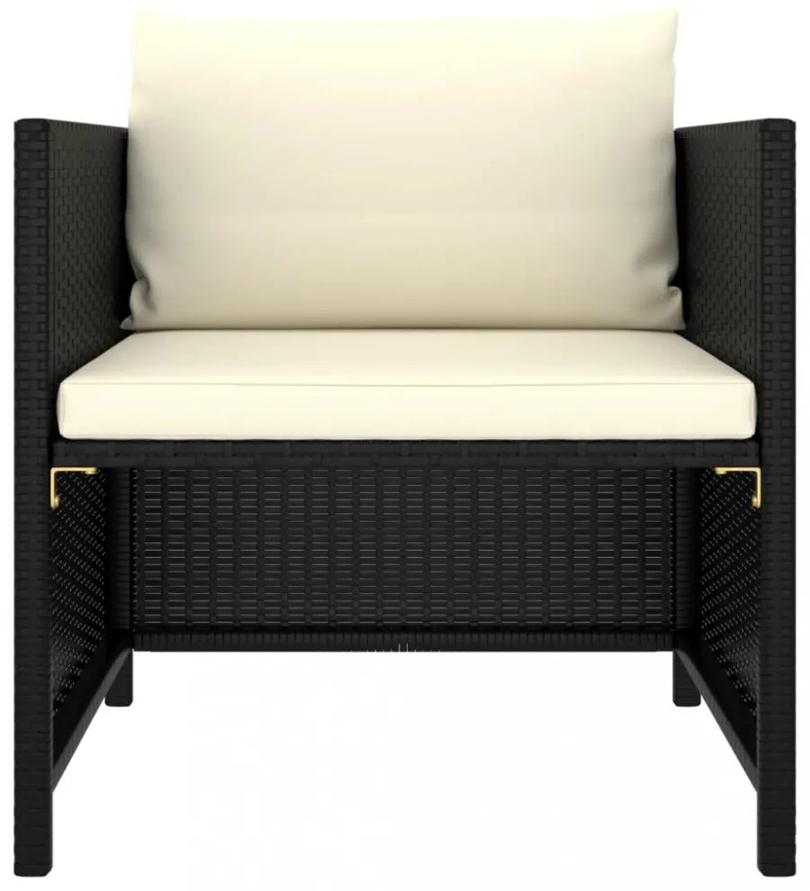vidaXL 8 részes fekete polyrattan kerti bútorszett párnákkal