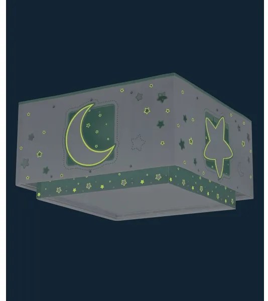 Dalber 63236H - Gyermek mennyezeti lámpa MOONLIGHT 2xE27/60W/230V zöld
