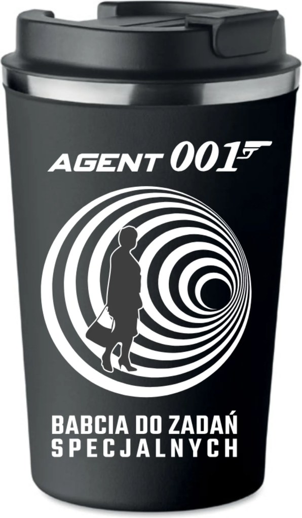 Prémium termo bögre fekete Nagymama Különleges Feladatokhoz ajándék KT_253