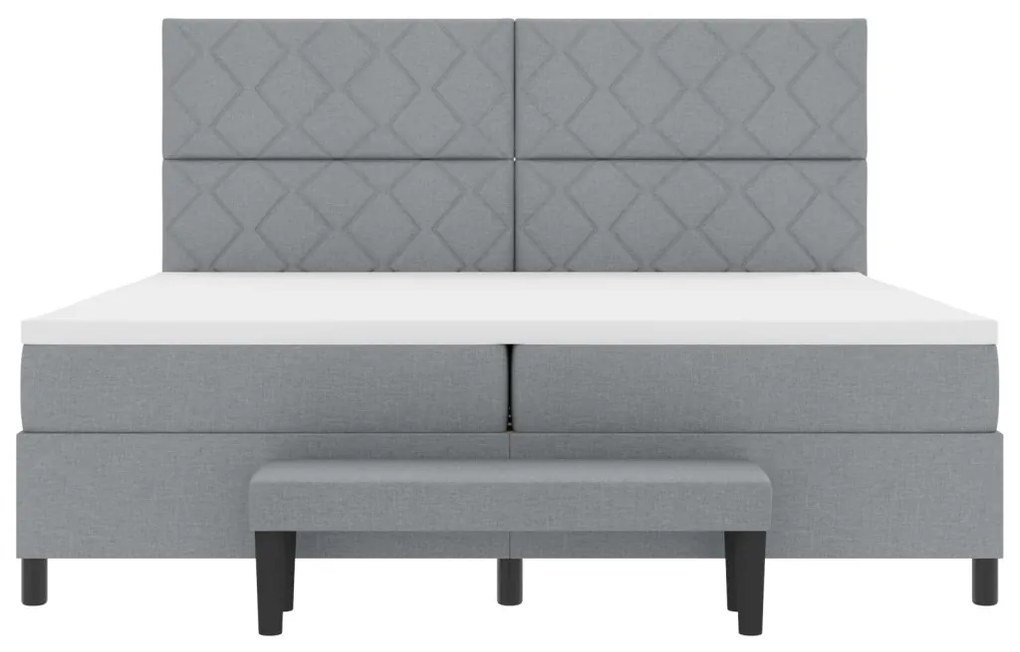 Box Spring Ágy Matraccal és PadVilágosszürke 200x200 cm Szövet