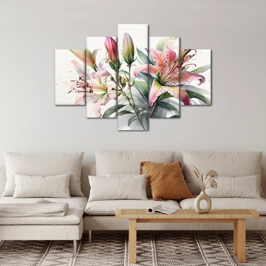 Kép - Liliomok, illusztrációk (150x105 cm)