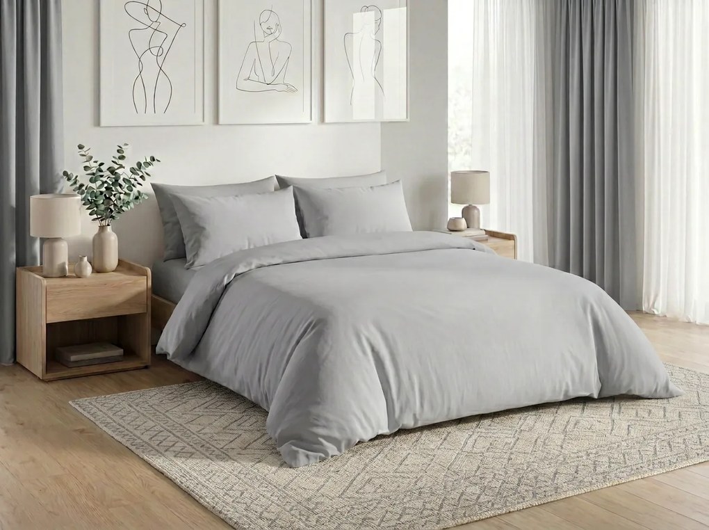 Pamut ágynemű CALMORA világosszürke Ágyneműhuzat mérete: 2 db 70 x 90 cm | 160 x 220 cm