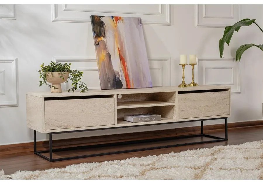 TV szekrény Escape 180 -Fekete, Travertine