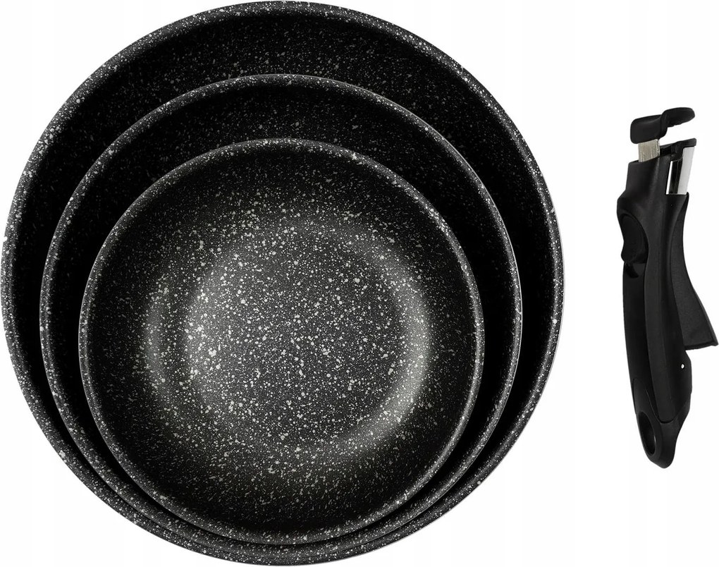 Cmp KC25291 3 darabos tapadásmentes serpenyőkészlet levehető fogantyúval, 21/25/29 cm