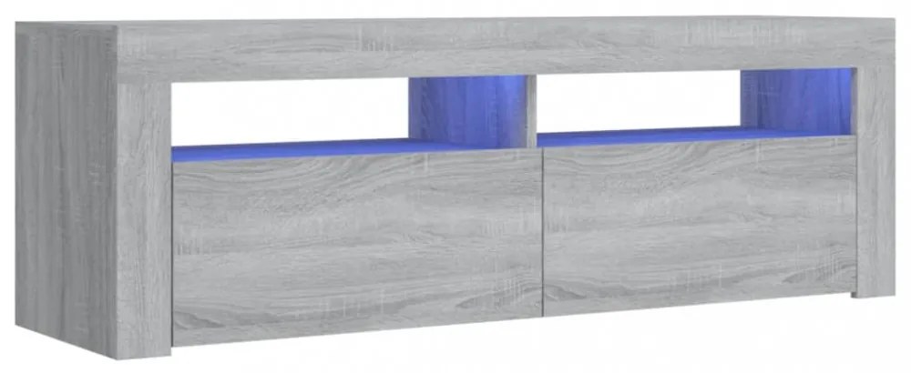szürke sonoma színű TV-szekrény LED-lámpákkal 120 x 35 x 40 cm