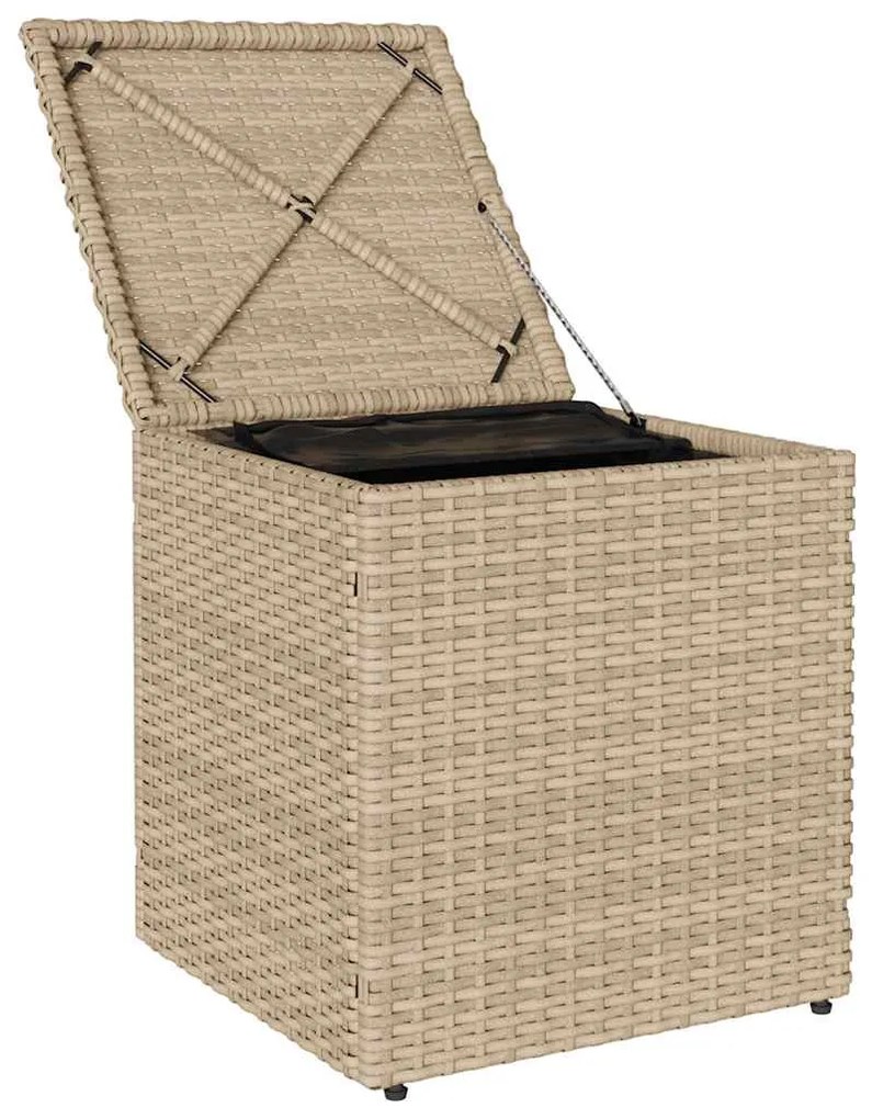 2 db bézs polyrattan kerti szék párnával 40x40x43 cm