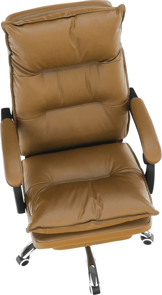 Irodai szék lábtartóval, textilbőr barna, DRAKE