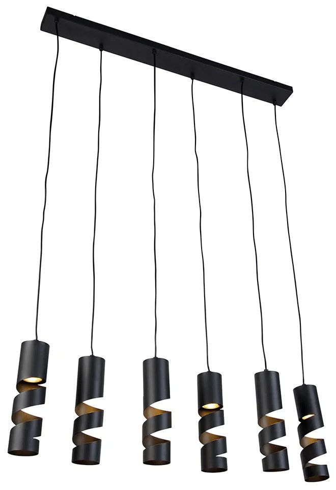 Modern függőlámpa fekete 6-lámpás - Stream