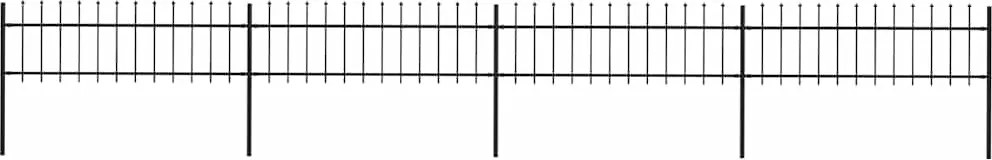 vidaXL fekete acélkerítés lándzsás tetejű 714,5 x 60 cm
