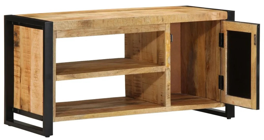 Cipőpad 100x40x50 cm Tömör Fa Durva Mangó