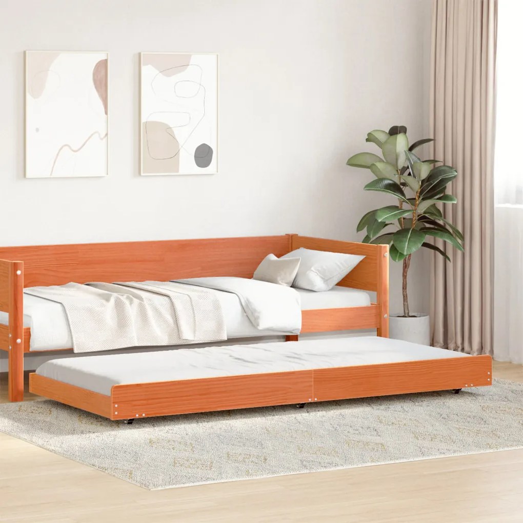 Ágykeret Barna Tömör fa 80 x 200 cm Ágykeret Négyszögletes