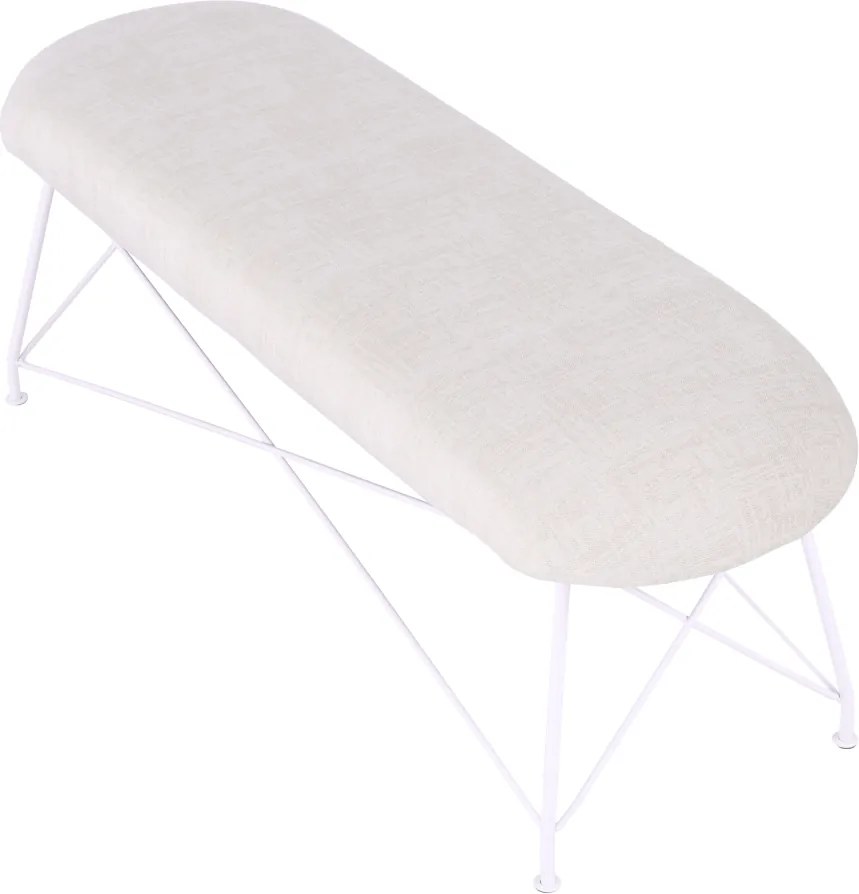 Dizájnos lóca, bézs szövet/fehér fém, RIVOLA