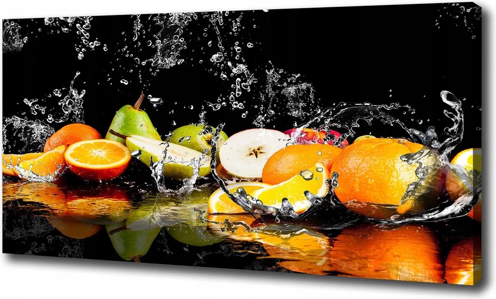 Nagyméretű vászonkép Gyümölcsök és víz 100x70 cm