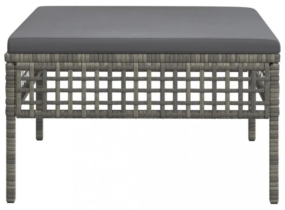 szürke polyrattan kerti lábtartó párnával