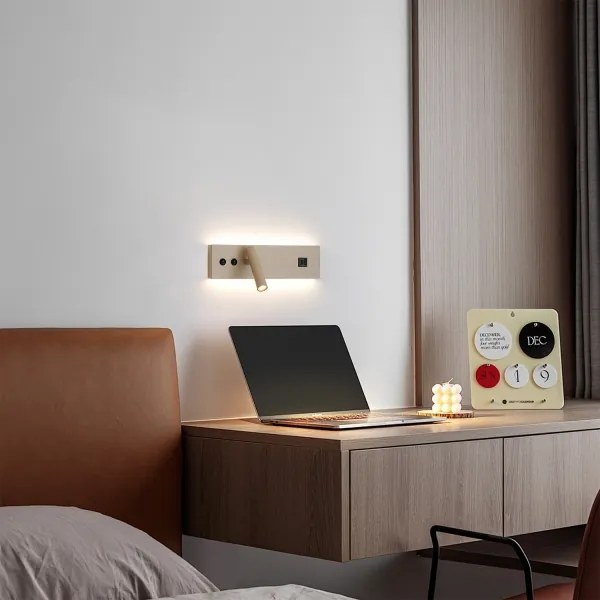 Brilagi-LED Falra szerelhető spotlámpa USB-porttal NOCTIS LED/3W/230V+LED/9W bézs