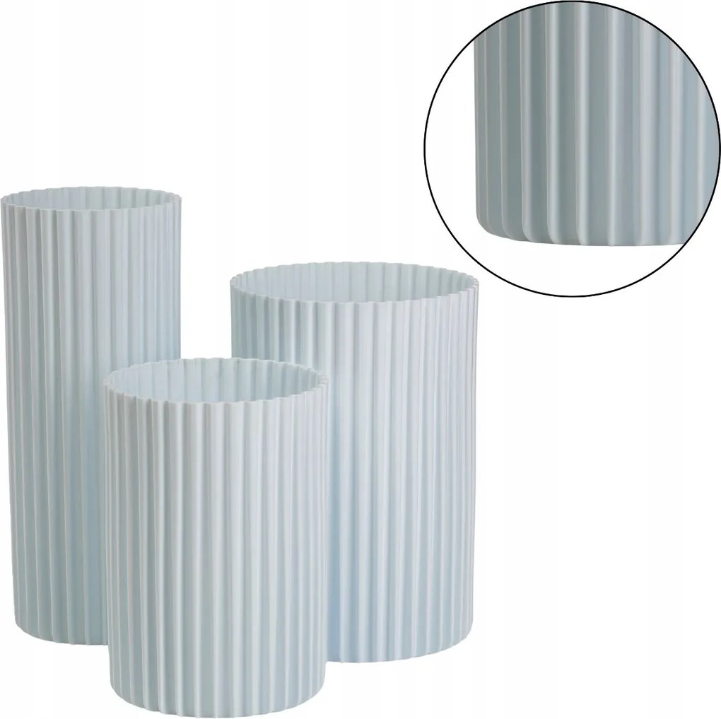 3 Db-os Fehér Váza Szett virágos kozmetikai kiegészítők tartó glam