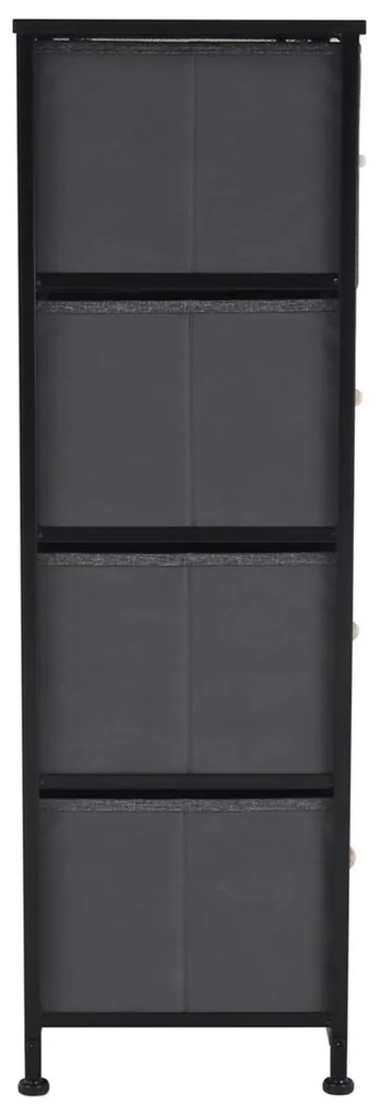 PALMERA szekrény szövet fiókokkal, fekete