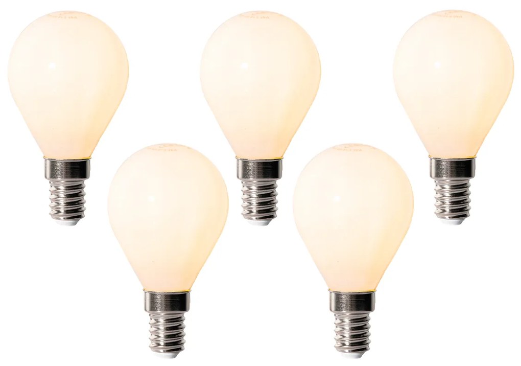 Set van 5 E14 dimbare LED lampen P45 opaal 5W 470 lm 2200K