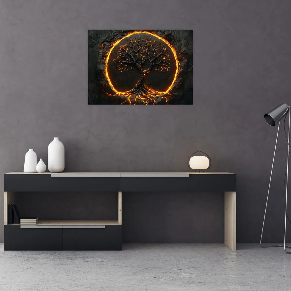 Üveg kép – Életfa lávában II. (70x50 cm)