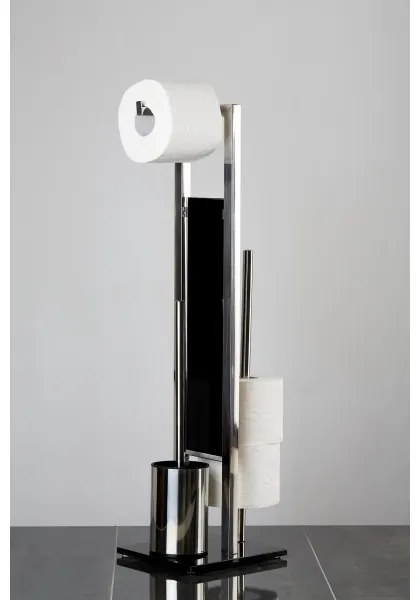 WENKO 22983100 - RIVALTA WC-kefe 18x70 cm rozsdamentes acél/ezüst/fekete