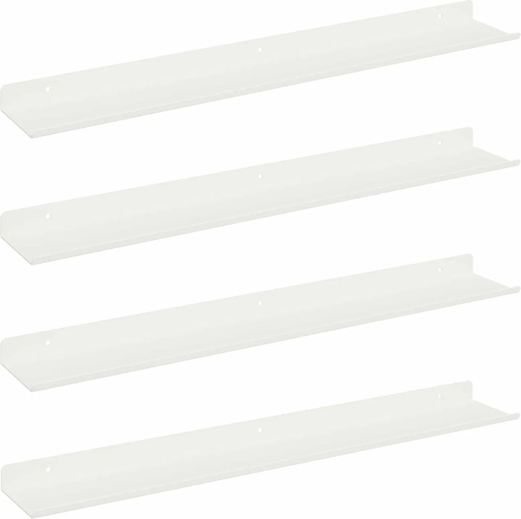vidaXL Lebegő polc Falra szerelhető 4 pcs Fehér 60 x 9 x 2,5 cm Acél