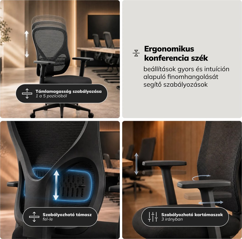 Fekete forgó irodai fotel ORBIT